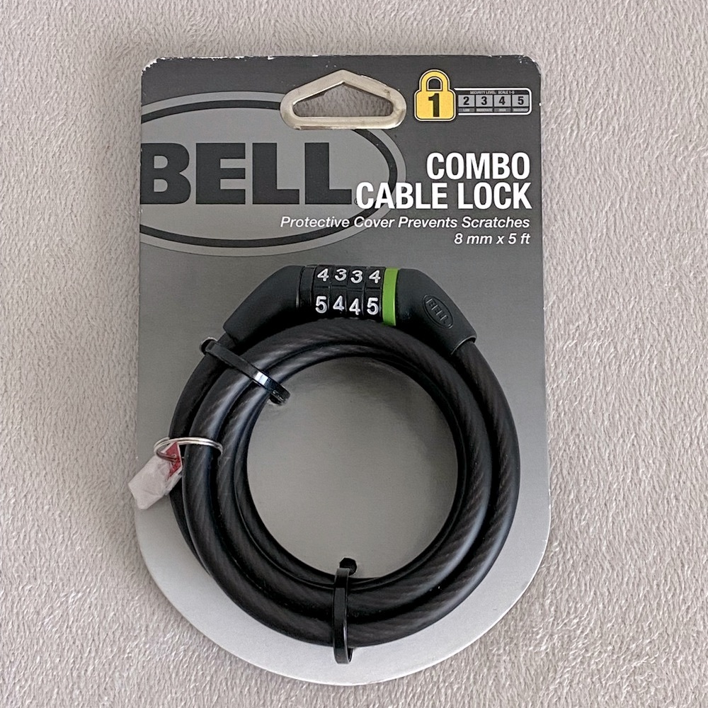 BELL Combo Cable Lock, 8mm thick x 5ft Length.  Brand New with Tag and Combo.